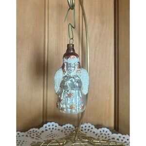 Vintage Mercury Glass Christmas Ornament Princess Angel Mica Glitter Hand Blown